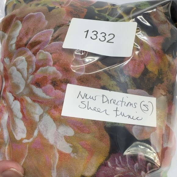 Dark Floral Sheer Blouse S Brown Multi Pin Pleats Fairycore Whimsigoth Ethereal - Picture 12 of 12